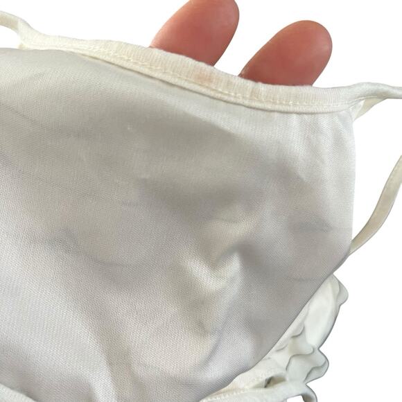 Express | Ivory White Halter Tie Back Love Print Sleeveless Top Medium Chiffon - Picture 6 of 6